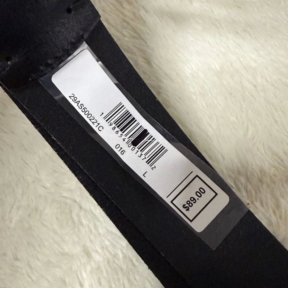 AllSaints Women’s Geometric Silver Studded Black Leather Belt - Sz Large, NWT
